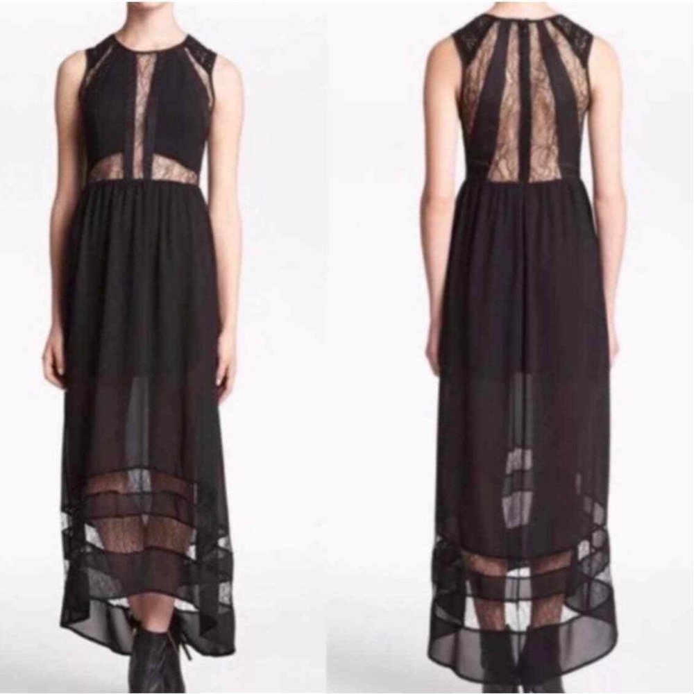 Sexy black lace ASTR THE LABEL high-low black lace paneled dress!